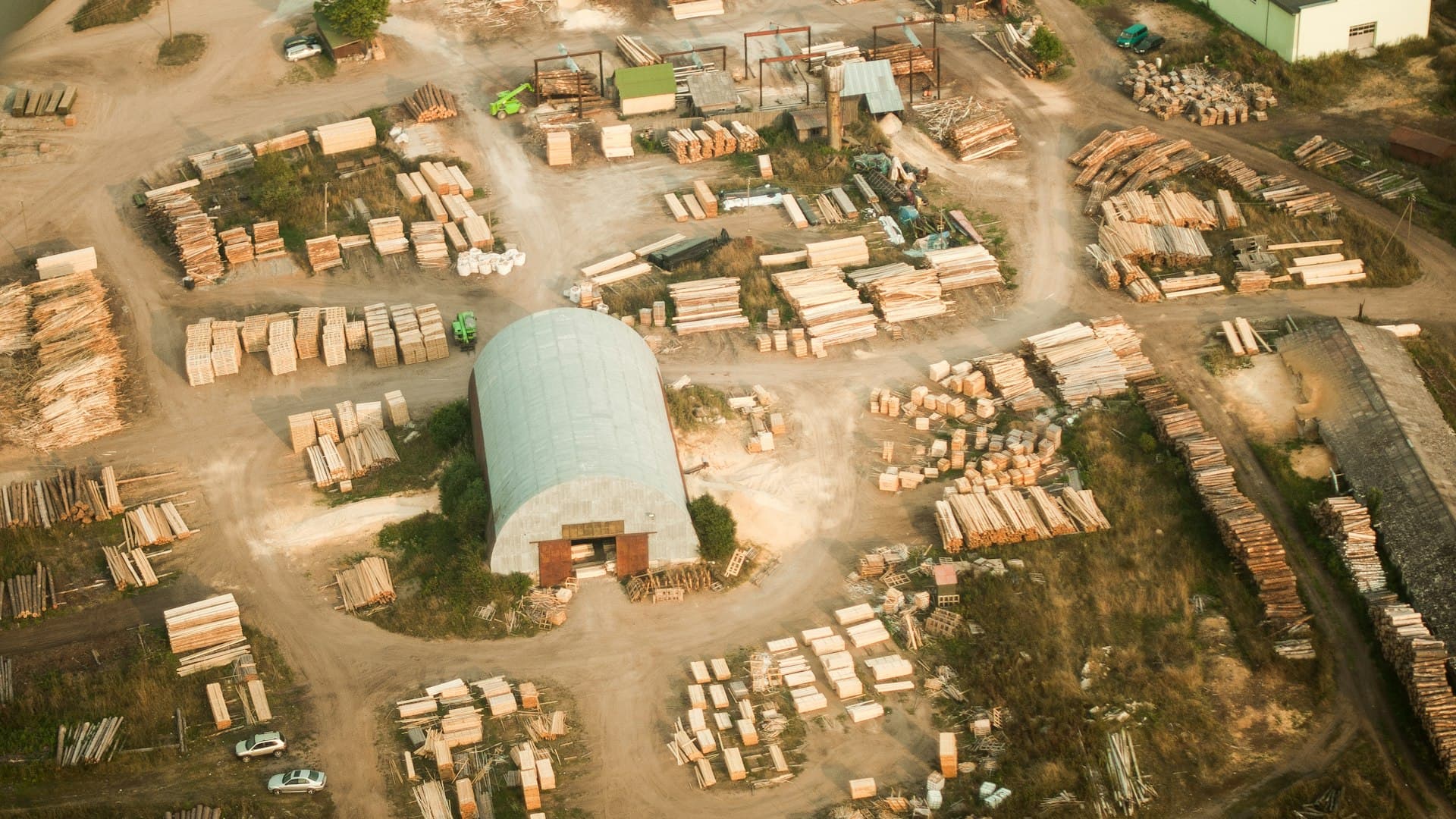 Aerial view of a materials recovery yard