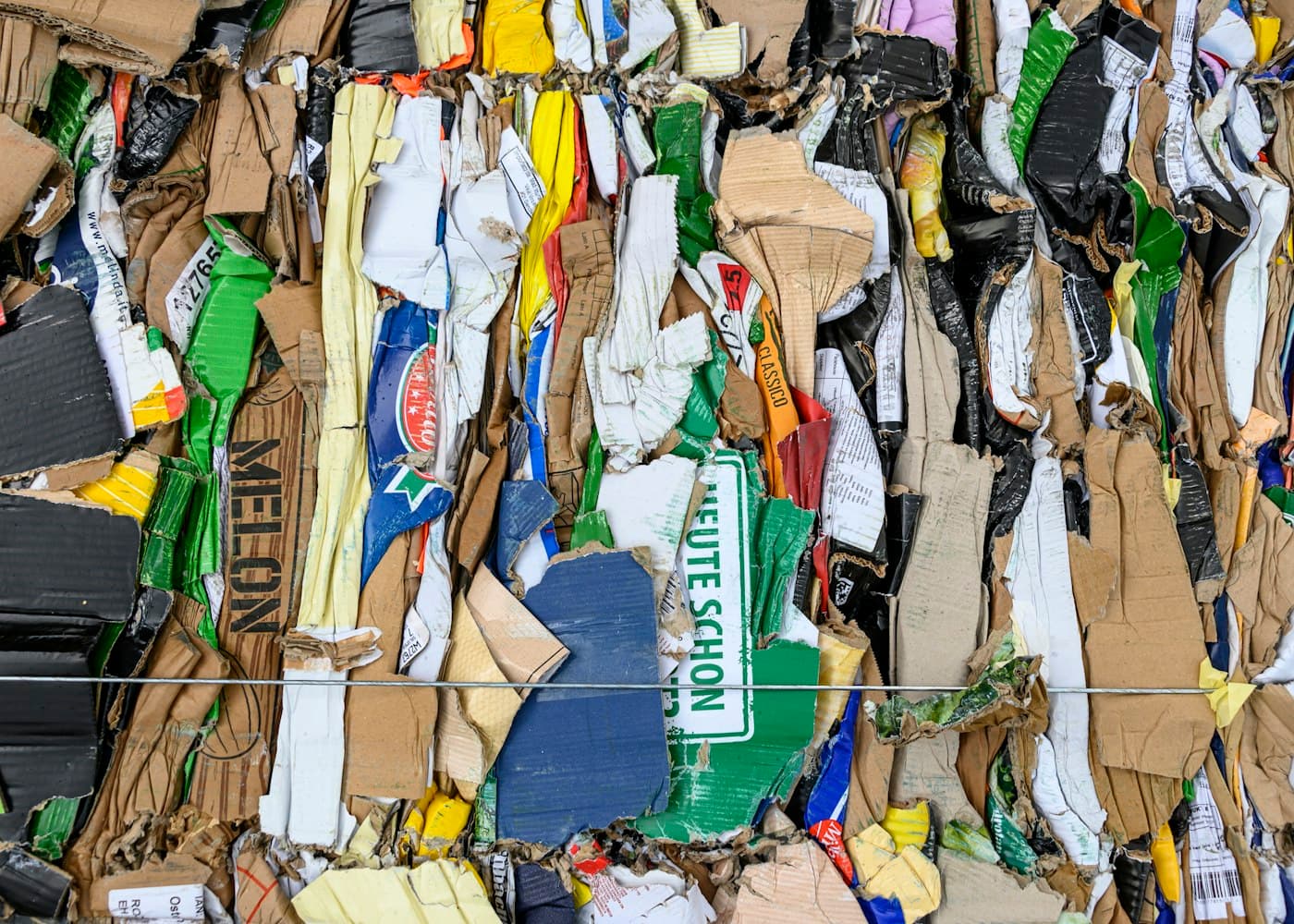 Baled mixed recyclable materials ready for processing